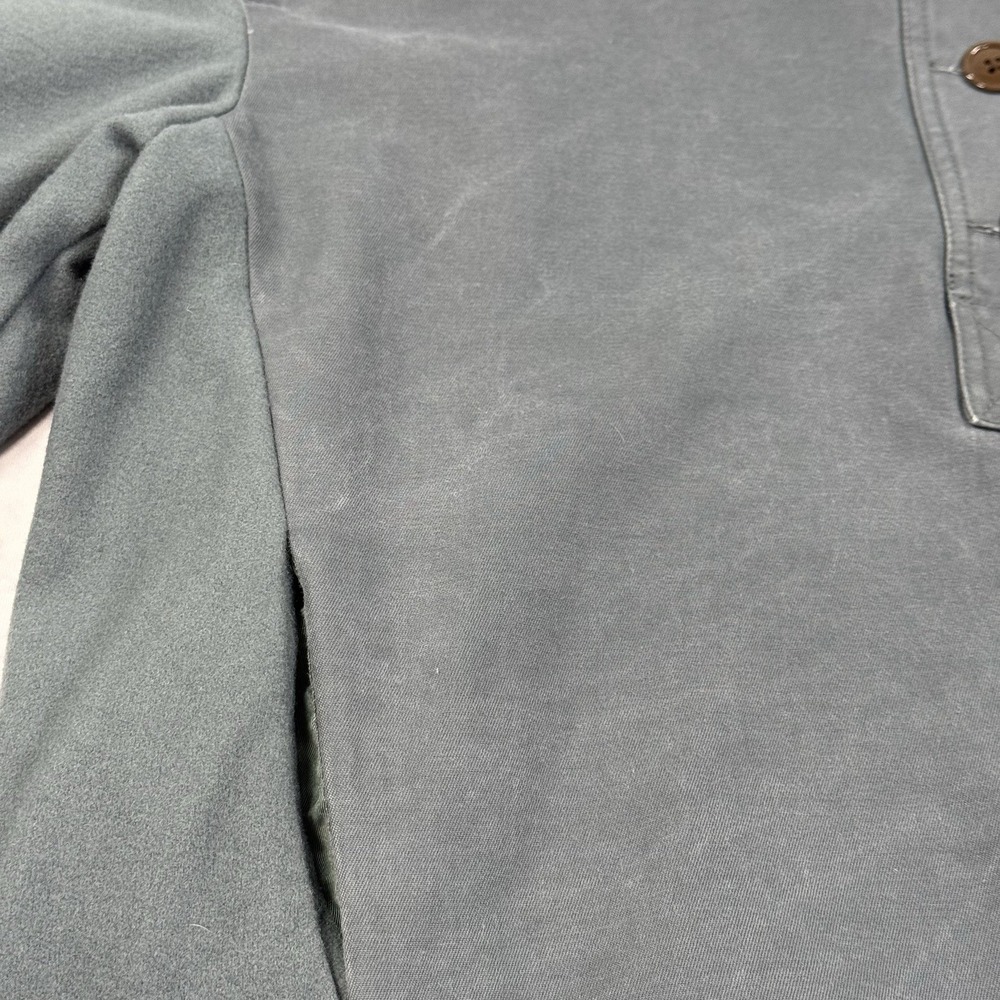 J. Crew Anorak Hooded Pullover Jacket Womens L 1/4 Button High Low Canvas Fleece - Picture 13 of 16